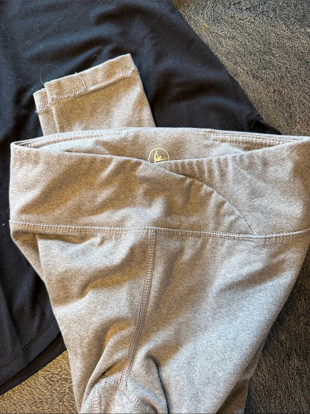 Black Cropped Tee with Light Gray Crossover Leggings